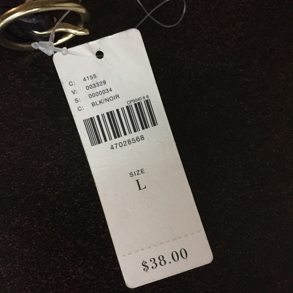 Anthropologie black leather belt, brass buckle NEW - Picture 3 of 3